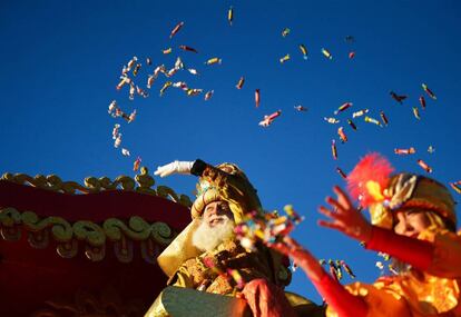 A Three Kings parade in Seville, Spain.