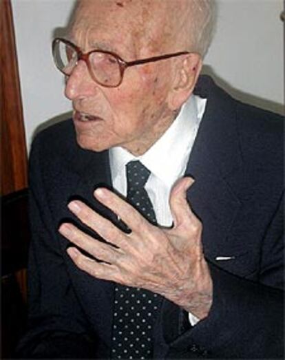El menorquín Joan Riudavets, de 113 años, uno de los más viejos del mundo.