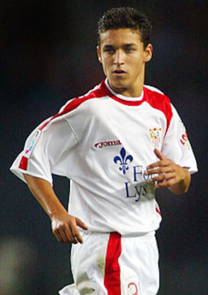 Jesús Navas, durante el partido contra el Barcelona.