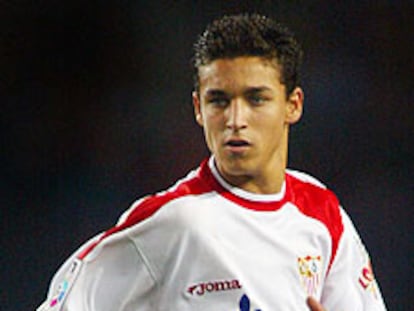 Jesús Navas, durante el partido contra el Barcelona.