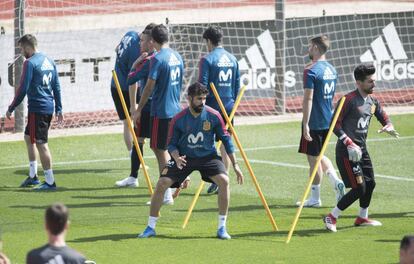 Diego Costa, durante el último entrenamiento con España.