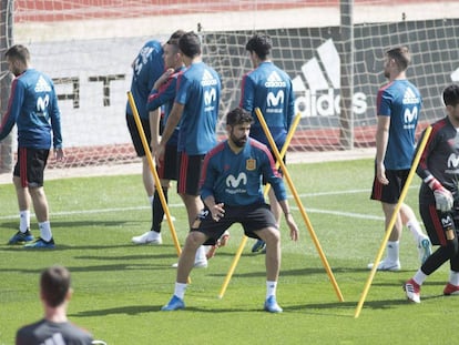 Diego Costa, durante el último entrenamiento con España.