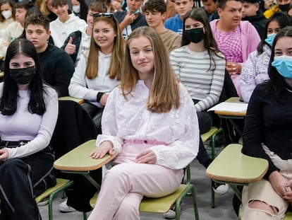 La princesa de Asturias en la jornada "Disfruta de internet con seguridad", celebrada en el IES Julio Verne de Leganés el pasado miércoles.