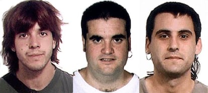 Íñigo Sancho Marco, Jon Etxeberria Oiarbide y Rubén Rivero Campo, los tres supuestos miembros de ETA detenidos ayer.