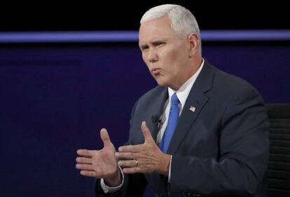 El candidato republicano, Mike Pence, durante el debate de vicepresidentes el martes