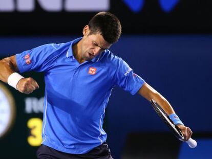 Djokovic celebra su triunfo ante Stan Wawrinka.