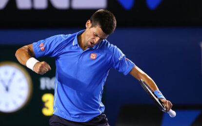 Djokovic celebra su triunfo ante Stan Wawrinka.