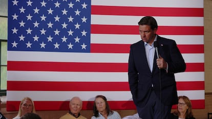 Ron DeSantis, la semana pasada en un acto de campaña en Newport (New Hampshire).