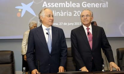 El presidente del grupo La Caixa, Isidre Fain&eacute; (derecha), y su director general, Juan Mar&iacute;a Nin