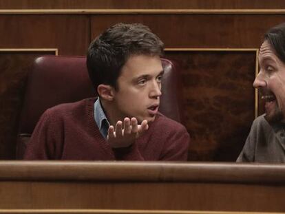 Pablo Iglesias e Íñigo Errejón en el Congreso de los diputados.