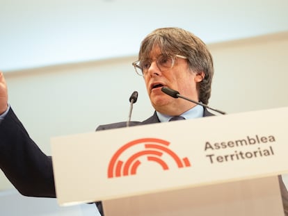 El expresidente de la Generalitat, Carles Puigdemont, en un acto el pasado 2 de marzo en Francia.