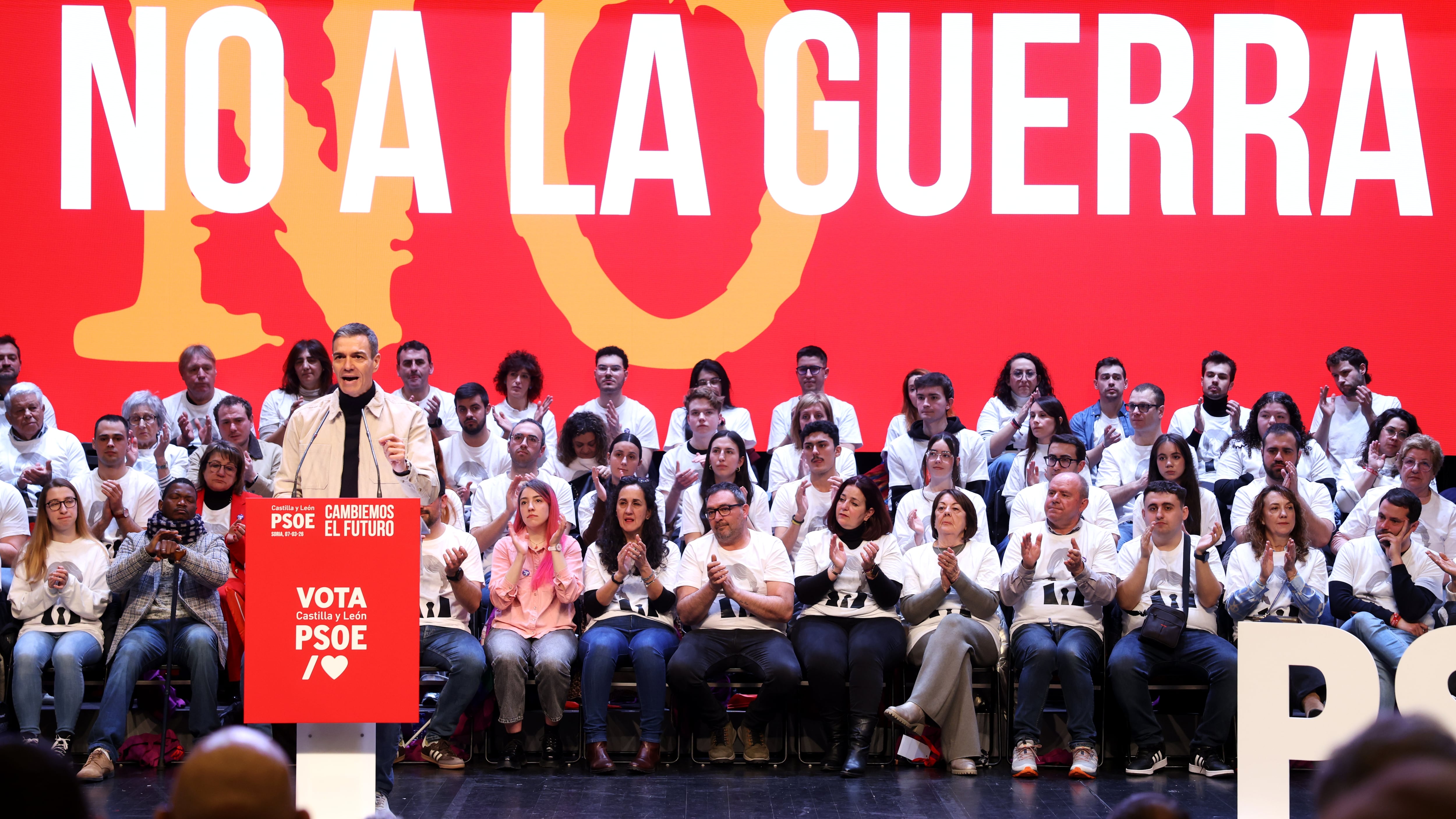 Pedro Sánchez, este sábado durante un mitin en Soria. 