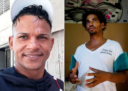 Protestas en Cuba: El rapero Maykel Castillo (i), conocido popularmente como Osorbo, y el artista Luis Manuel Otero Alcántara