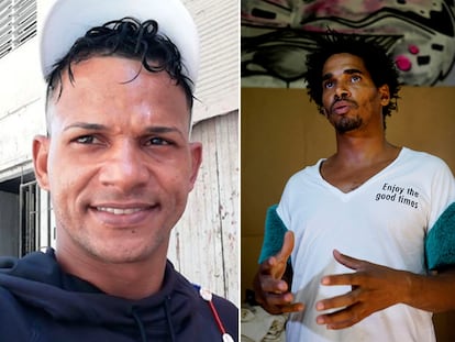 Protestas en Cuba: El rapero Maykel Castillo (i), conocido popularmente como Osorbo, y el artista Luis Manuel Otero Alcántara