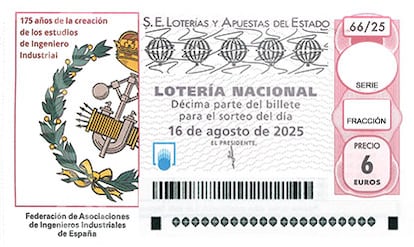 Décimo de Lotería Nacional del sábado 16 de agosto de 2025.