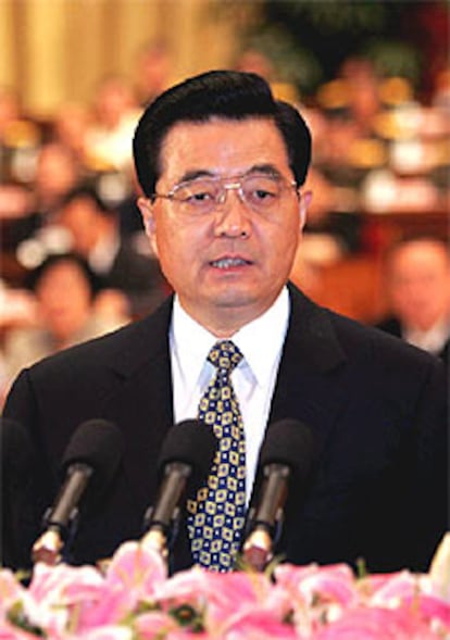 El presidente de China, Hu Jintao, durante su discurso a la nación.