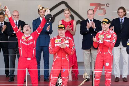 Sebastian Vettel, Kimi Raikkonen, en la tribuna de honor con la familia monegasca.