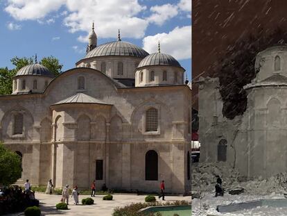 Imágenes del antes y después de la mezquita de Malatya en Turquía.