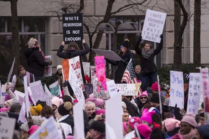 Este año, no obstante, la unidad del movimiento sufrió fisuras tras acusaciones de antisemitismo contra varios de sus responsables. En la imagen, un momento de la marcha en Washington.