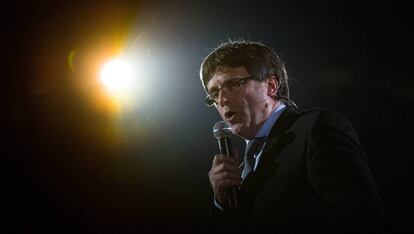 Carles Puigdemont en el acto de apertura de la campaña del referéndum del 1 de octubre.