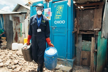 Uno de los vaciadores de los retretes de Sanergy, en Kenia.