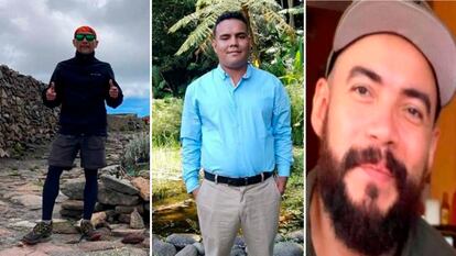 Los encuestadores de Morena Christian Landa Sánchez, José Luis Jiménez y Adrián Cid Pérez, en imágenes compartidas en redes sociales.