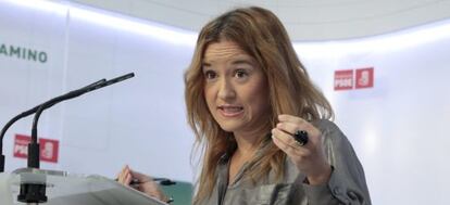 La secretaria de Política Institucional del PSOE andaluz, Verónica Pérez, este jueves en Sevilla.