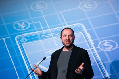 WhatsApp CEO Jan Koum during a Keynote conference as part of the first day of the Mobile World Congress 2014.