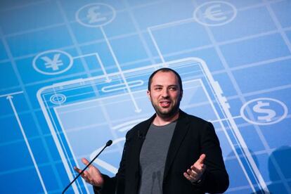 WhatsApp CEO Jan Koum during a Keynote conference as part of the first day of the Mobile World Congress 2014. 