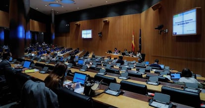 La ministra de Hacienda, María Jesús Montero, en la presentación de los Presupuestos Generales del Estado de 2021.