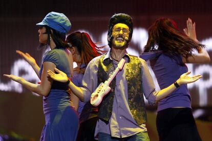 Rodolfo Chikilicuatre durante los ensayos de la canción de Eurovisión en Belgrado en 2008. 