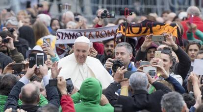 O papa Francisco nesta quarta-feira na Praça São Pedro.