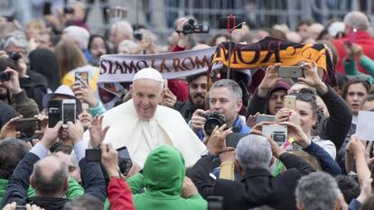 O papa Francisco nesta quarta-feira na Praça São Pedro.