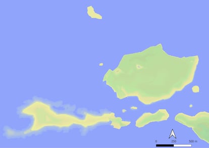 Modelo Digital del Territorio de cómo Cádiz, configurada por más islas de las conocidas, en el siglo IX antes de Cristo, creado por la investigadora Natalia López