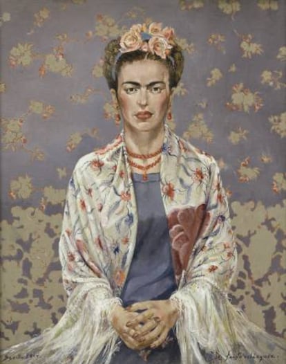 Frida Kahlo ilustrada con un mantón de Manila diseñado por Victorio y Lucchino.