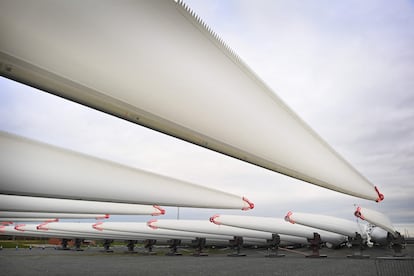 Palas de aerogeneradores, en enero del año pasado en la fábrica de Gamesa en Hull (Inglaterra).