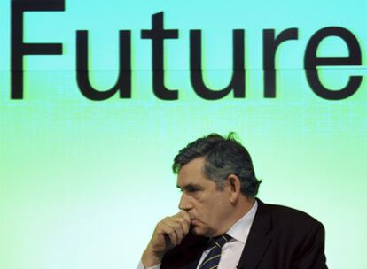 Gordon Brown, primer ministro británico, durante un acto celebrado ayer en Londres.