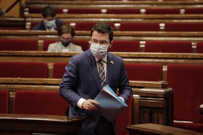 Pere Aragonès este miércoles en el Parlament.