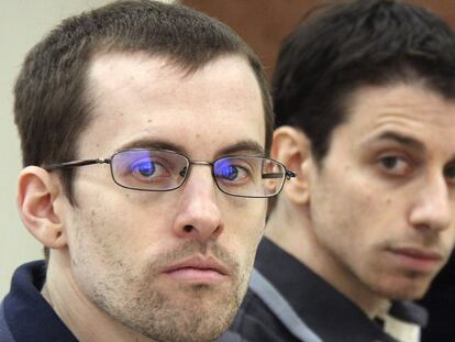Shane Bauer (izquierda) y Joshua Fattal, durante una vista en febrero.