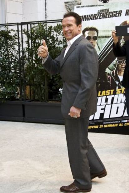 Arnold Schwarzenegger, durante la promoci&oacute;n en Roma de su &uacute;ltima pel&iacute;cula, &#039;The last stand&#039;, el pasado viernes. 