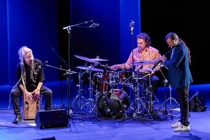 Rubem Dantas, Tino Di Geraldo y Jorge Pardo, en un concierto en homenaje a Chick Corea en JazzMadrid.