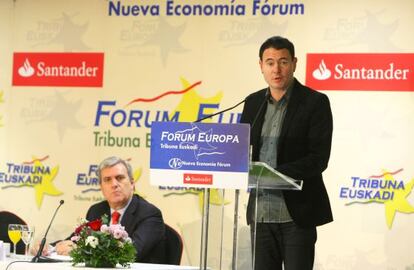 Hasier Arraiz, durante su intervención en el Fórum Europa Tribuna Euskadi, en Bilbao.