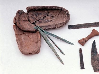 Instrumentos hallados en el yacimiento de Cabezo Juré, en Alosno.