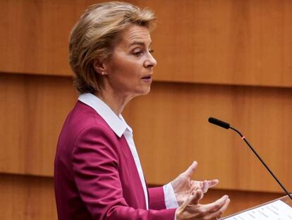 La presidenta de la Comisión Europea, Ursula von der Leyen, este miércoles en la Eurocámara.