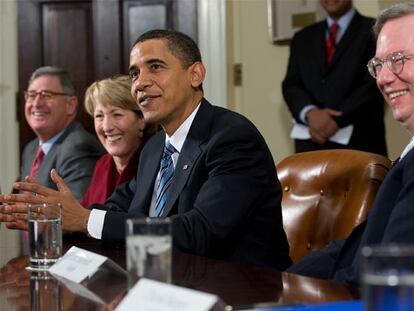 Barack Obama, durante una reunión con los ejecutivos de grandes empresas en la Casa Blanca.