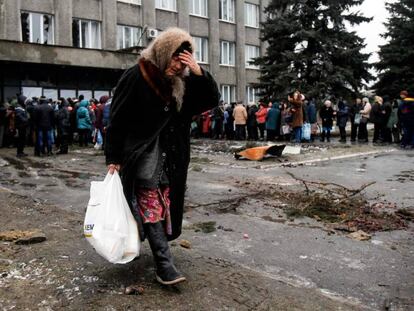 Una dona a la regió de Donetsk, de majoria russòfona. 