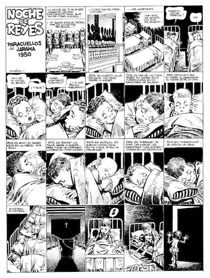 Talerz z komiksem „Paracuellos” autorstwa Carlosa Giméneza.