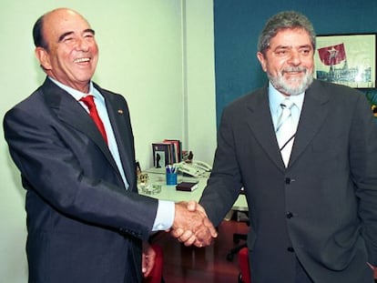 Emilio Bot&iacute;n e Luiz In&aacute;cio Lula da Silva em 2002.