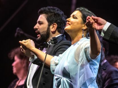 Russian opera star Anna Netrebko performs during the Palace Festival in July 2022.