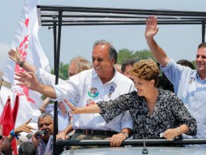 Dilma e Pez&atilde;o em campanha pelo Rio.